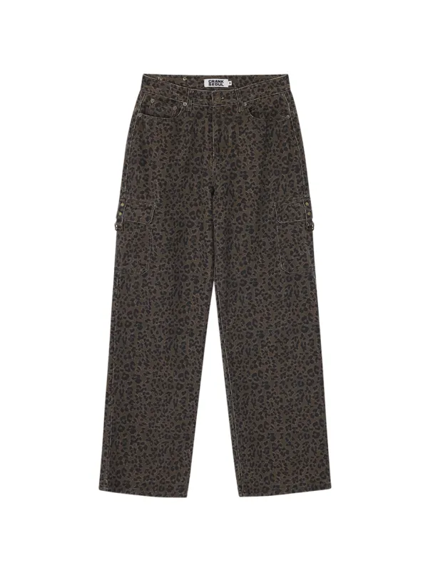 LEOPARD CARGO PANTS_BROWN
