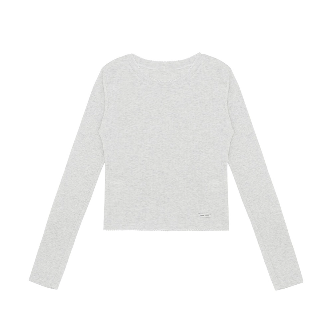 피브비 Punching Long Sleeve T-shirt (snow grey) 상품 이미지 1