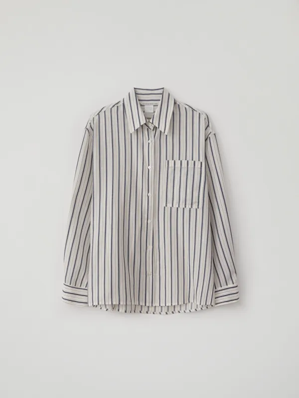 Striped Linen Shirt(Blue)