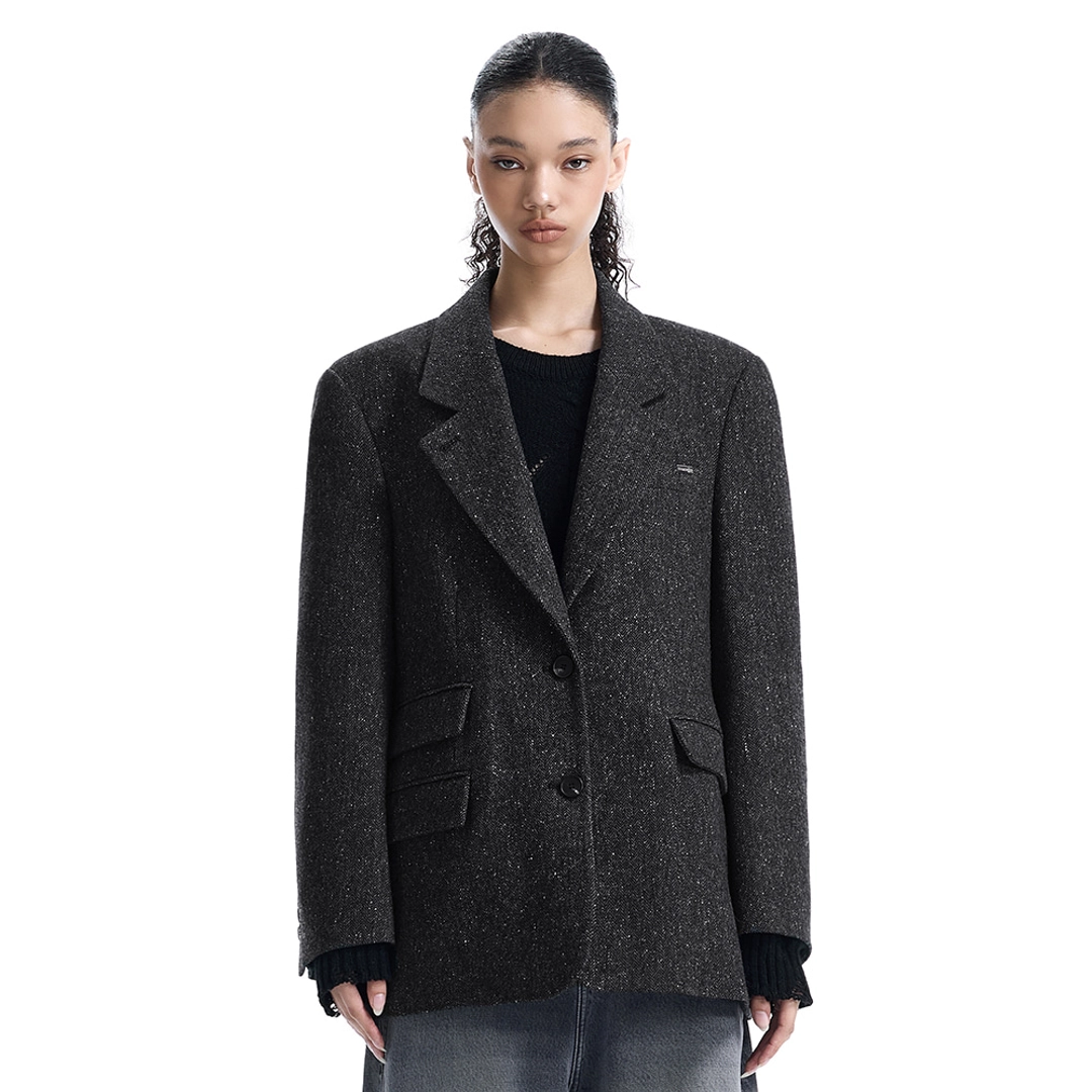 트리밍버드 Back-Button Oversized Wool Blazer [ Charcoal ] 상품 이미지 1