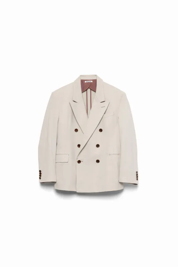 Twill Peaked Lapel Double Jacket