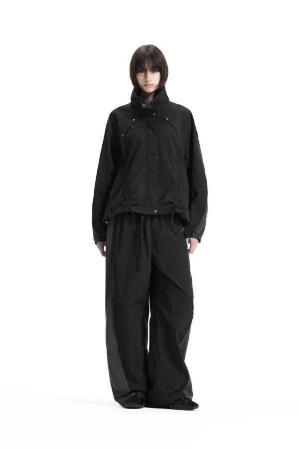 Linear Contrast Track Set-Up Pants [ Black ]