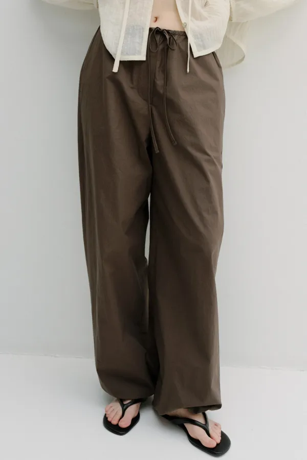 cotton banding harem pants (brown)