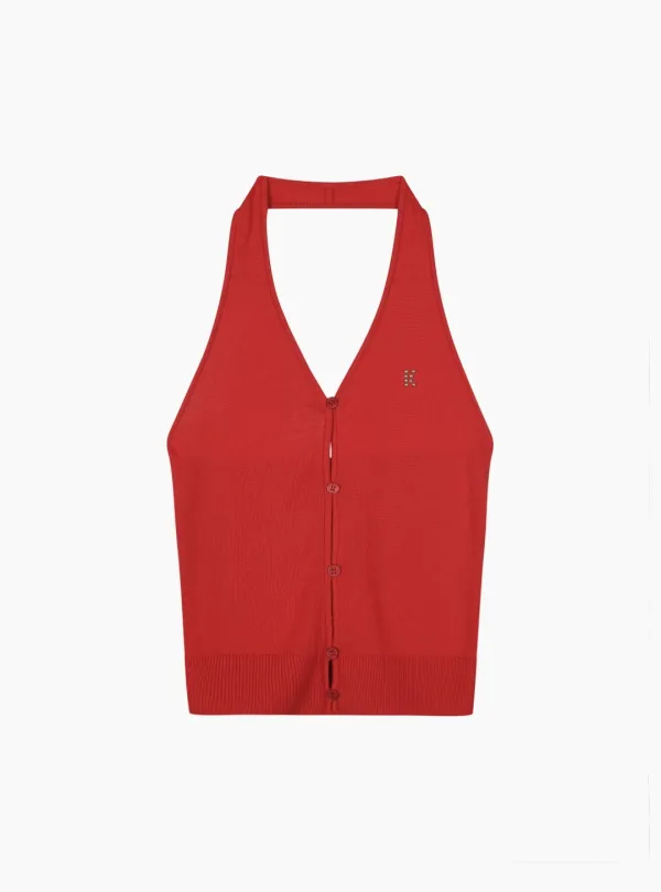 HALTER BUTTONED CARDIGAN (RED)