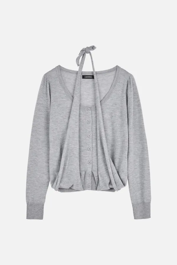 2Way Knit Cardigan _ Gray
