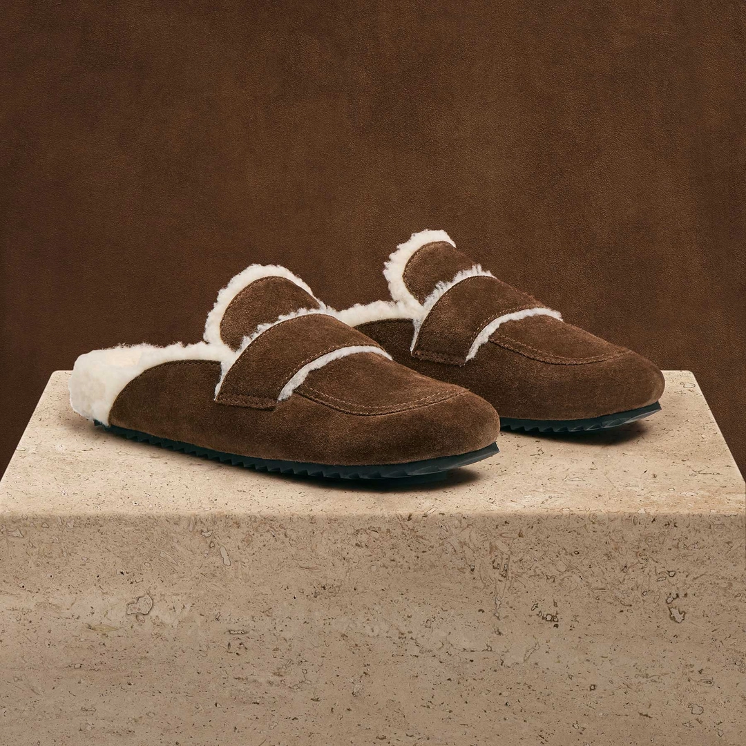 제임스펄스 Men's Suede Shearling Lined Loafer - Havana/Ivory 상품 이미지 1