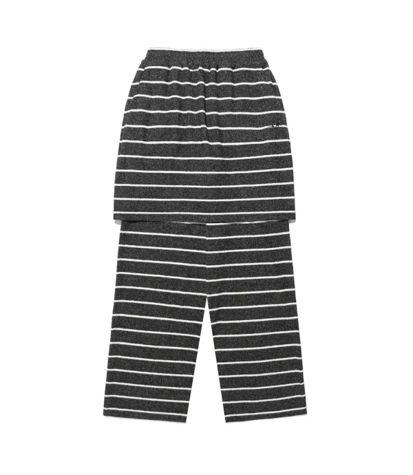 stripe layered skirt pants[charcoal]