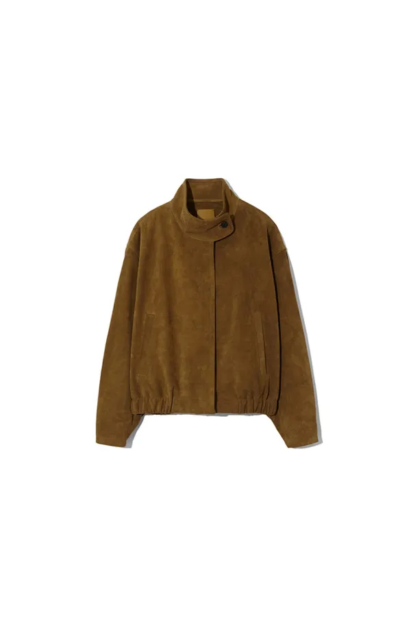FUNNEL NECK SUEDE BLOUSON [CAMEL]