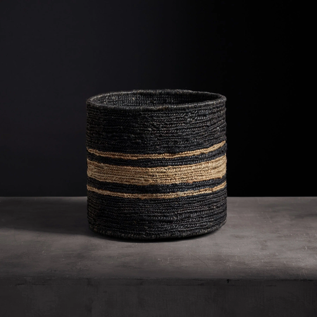 제임스펄스 Jute Basket 15 X 14 - Charcoal/Natural Stripe 상품 이미지 1