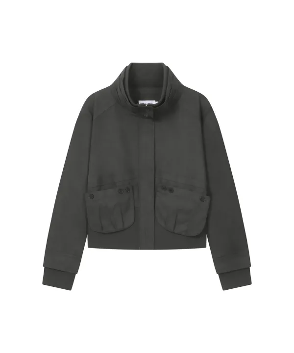 Cowl high neck pocket jacket CHARCOAL