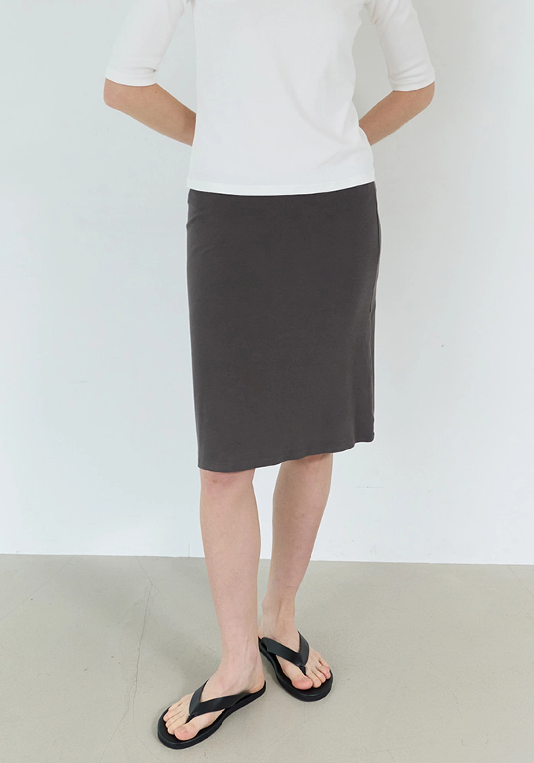 이브세이지 [1차 리오더] Basic midi skirt (Charcoal) 상품 이미지 2