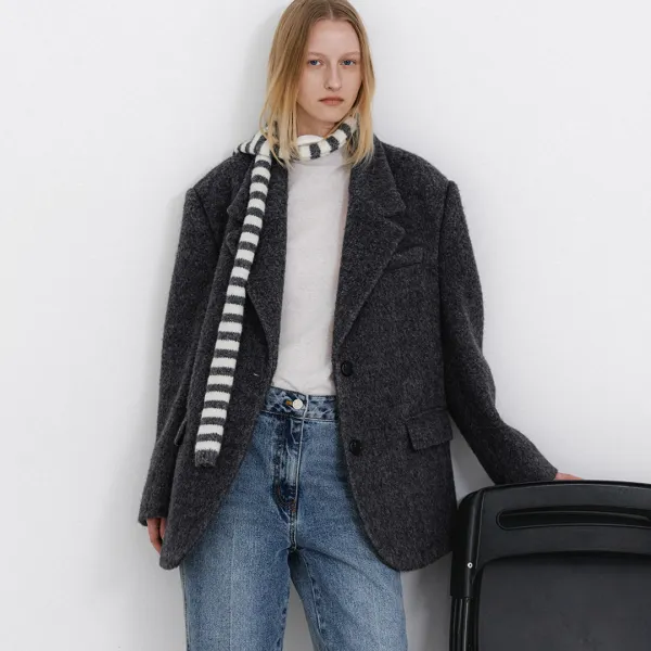 (JK-3053)HAIRY WOOL OVERSIZED JACKET