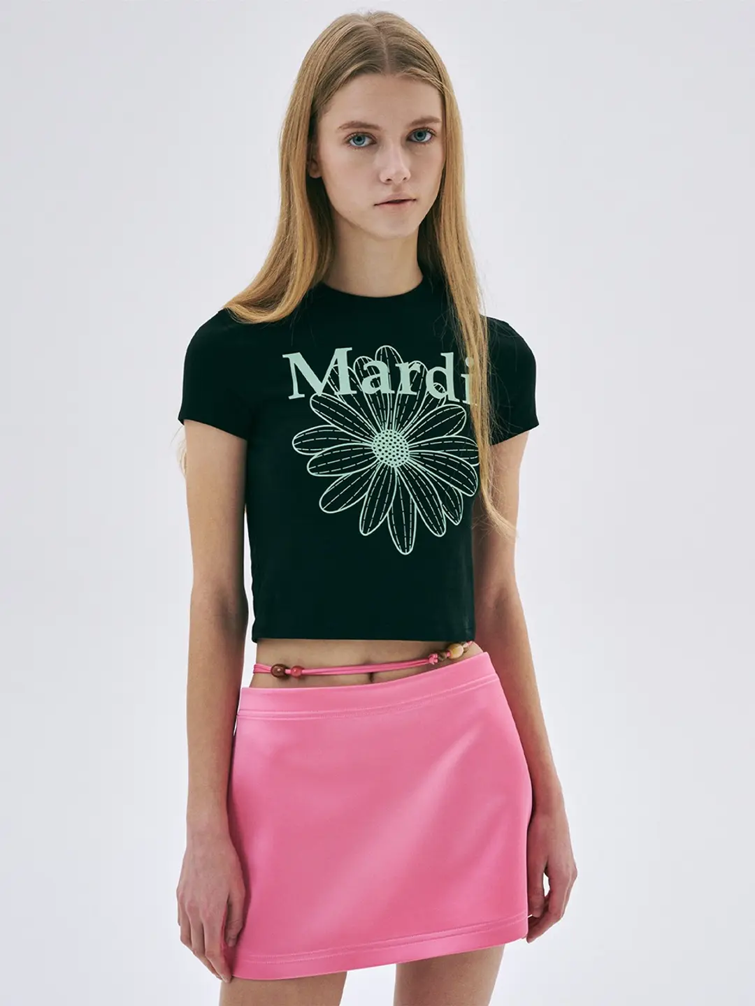 마르디 메크르디 CROPPED TSHIRT FLOWERMARDI_BLACK MINT 상품 이미지 2