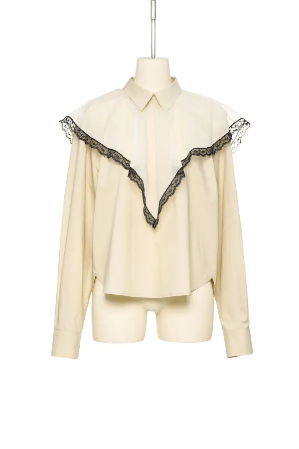FW25 UNDERLINE BEIGE SCARF LAYERED SHIRT