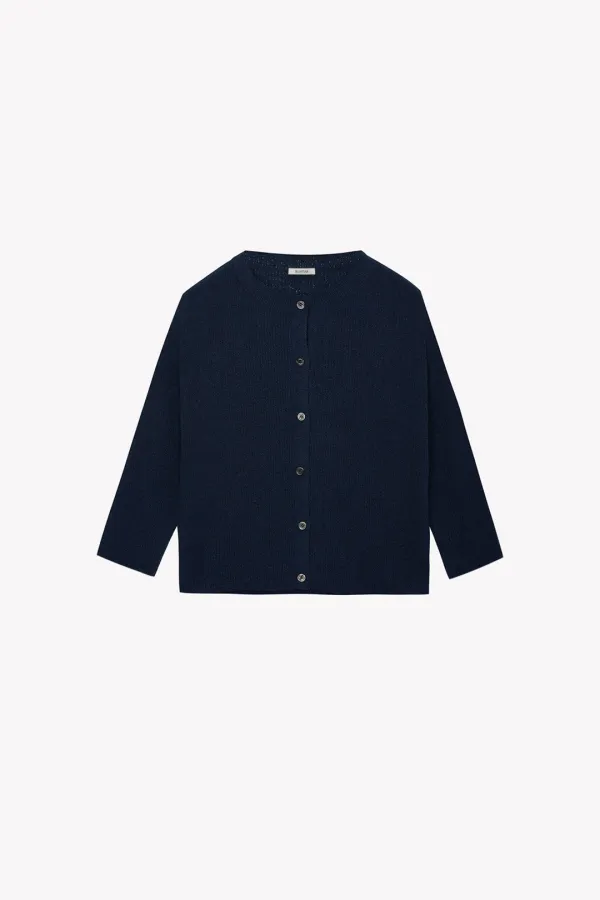 Arvo Round Neck Cardigan (Navy)