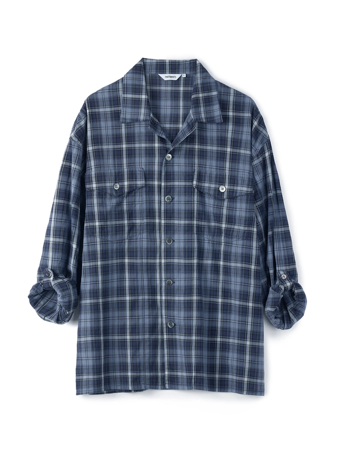 파르티멘토 Western Plaid Roll Up Shirts_Navy 상품 이미지 1
