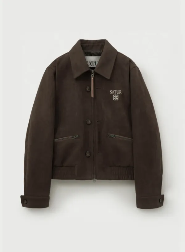 (W) Teo Faux Suede Short Jacket - Dark Brown