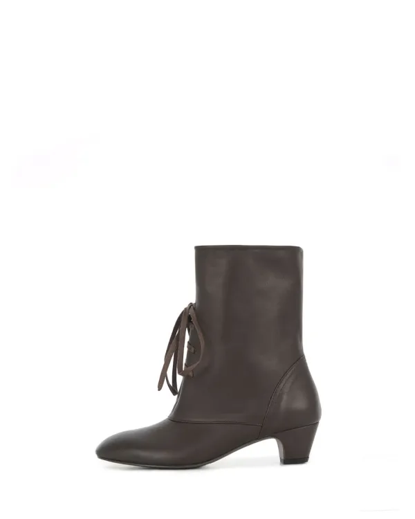 Race-up Ankle Boots - DEEP BROWN