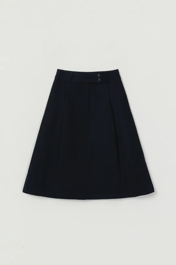 BENNETT PINTUCK COTTON SKIRT_NAVY