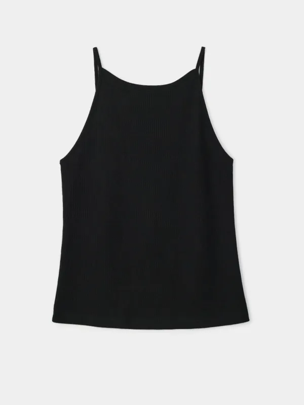 Waffle sleeveless top (black)