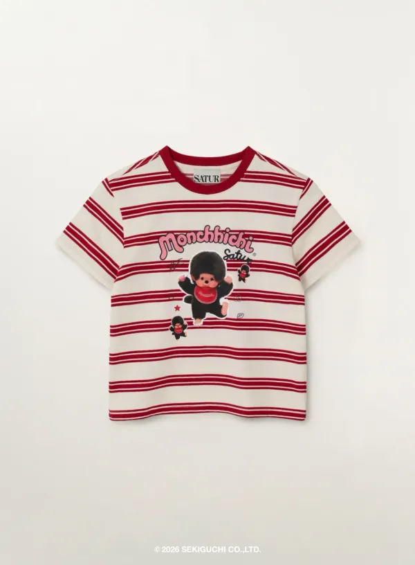 (K) Satur X Monchhichi Stripe T-Shirt - Red