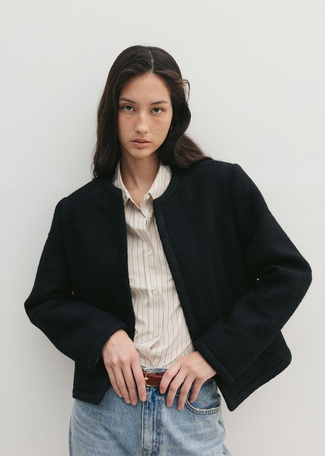 더라이 Tweed Wool Straight Jacket(Black) 상품 이미지 2