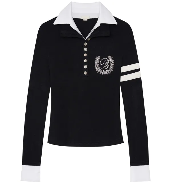 Beaded double collar top (Black)