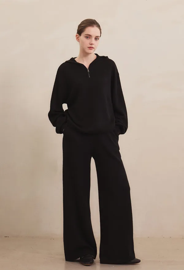 Nelia Wool Knit Pants (Black)