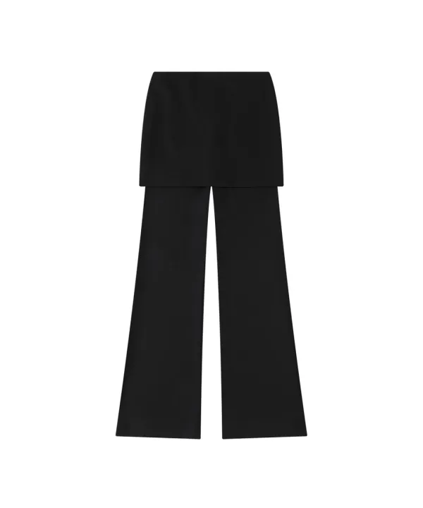 P3296 오버레이 스커트 팬츠_Black