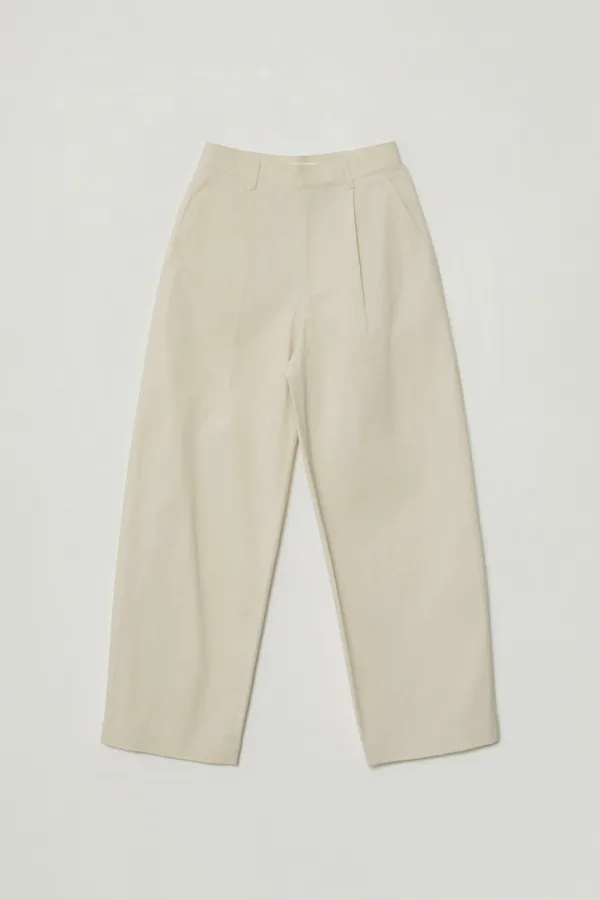 MUIN PINTUCK COTTON TROUSERS_CREAM