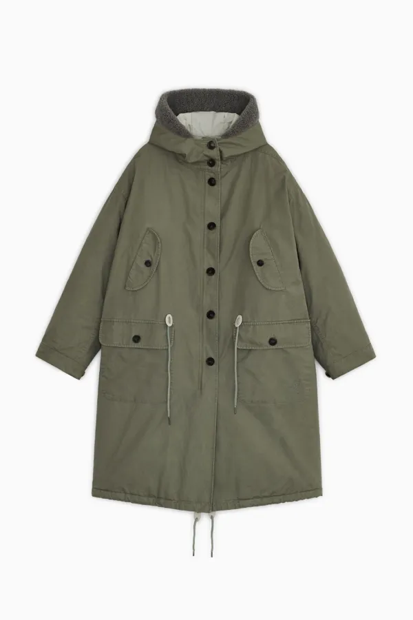 [11/12 예약배송] TEDDY FUR HOODED LONG PARKA, KHAKI