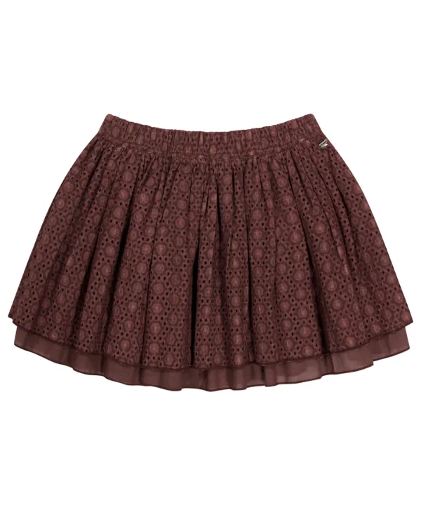 FLOWER PUNCHING SKIRT BURGUNDY