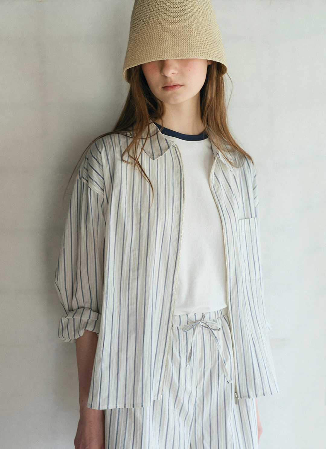 르닐 Pons Stripe Zip-up (Stripe Navy) 상품 이미지 1