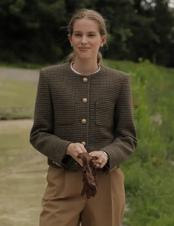 Le Bristol Tweed Jacket (Check - Khaki Brown)