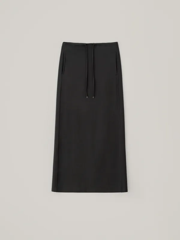 Jersey String Maxi Skirt - Charcoal