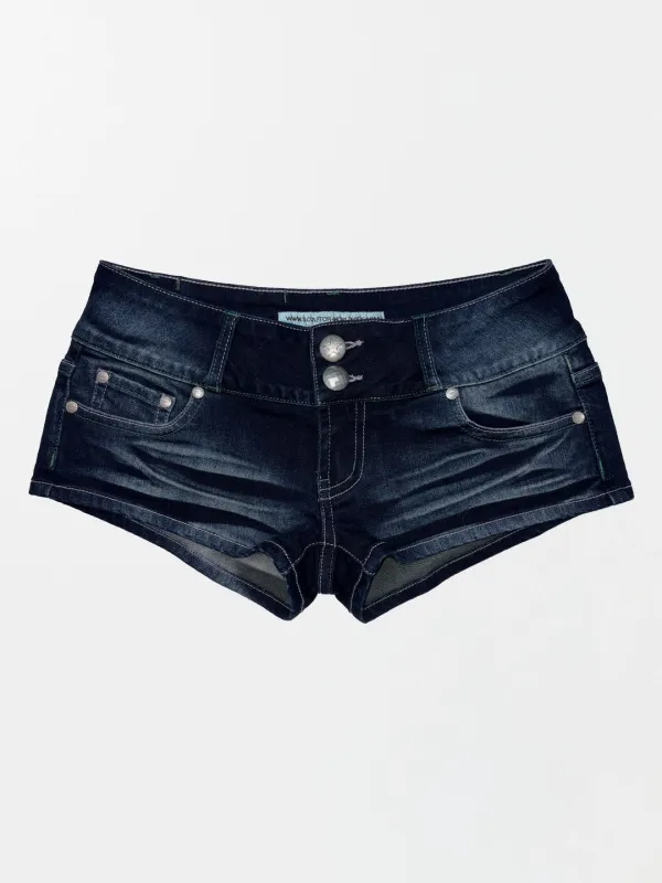 Studded Denim Shorts Mid Blue