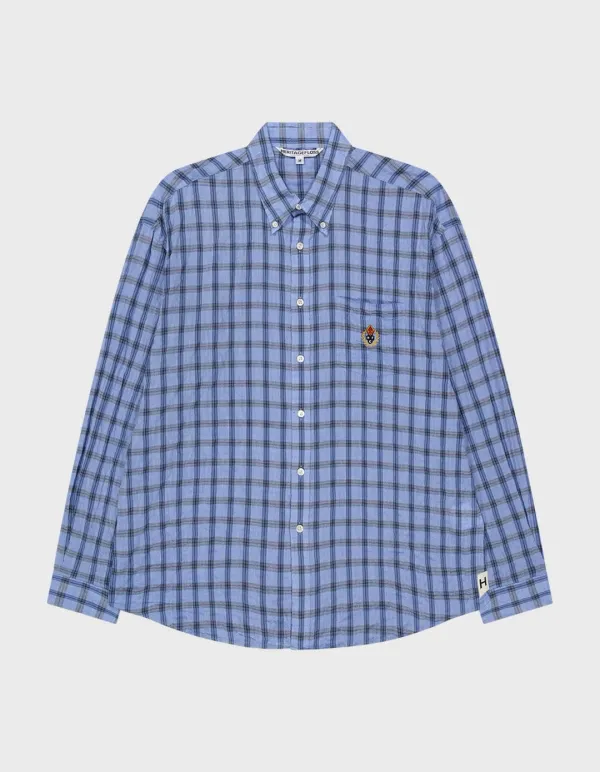CREST WASHED SHEER CHECK SHIRT / Blue