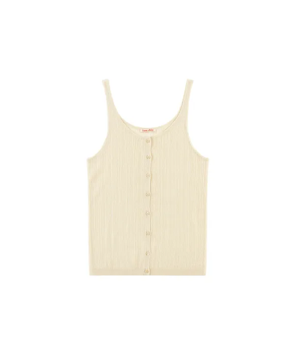 KN4291 슬리브리스 니트 탑_Beige