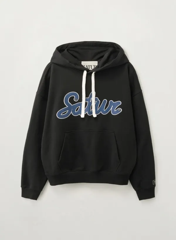 Lugo Denim Patch Hoodie - Black