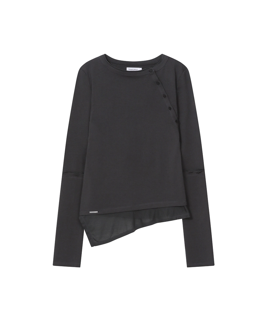 미세키서울 [레이 PICK] Slash button layered long sleeve CHARCOAL 상품 이미지 1