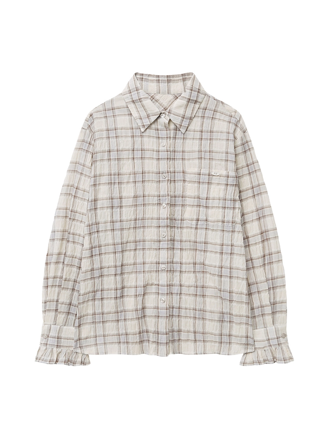 마가린핑거스 FRILL CHECK SHIRT (BEIGE) 상품 이미지 1