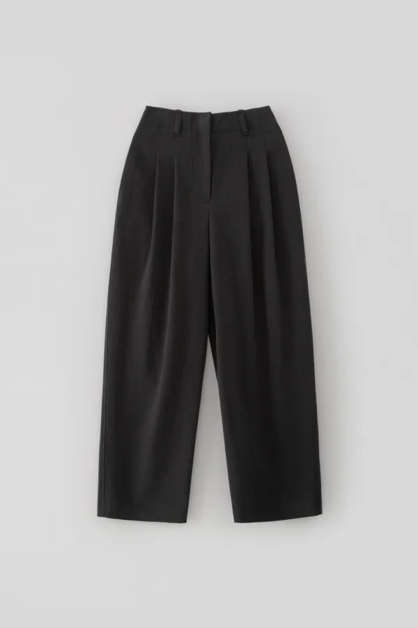 Two-Tuck Cotton Pants_Black