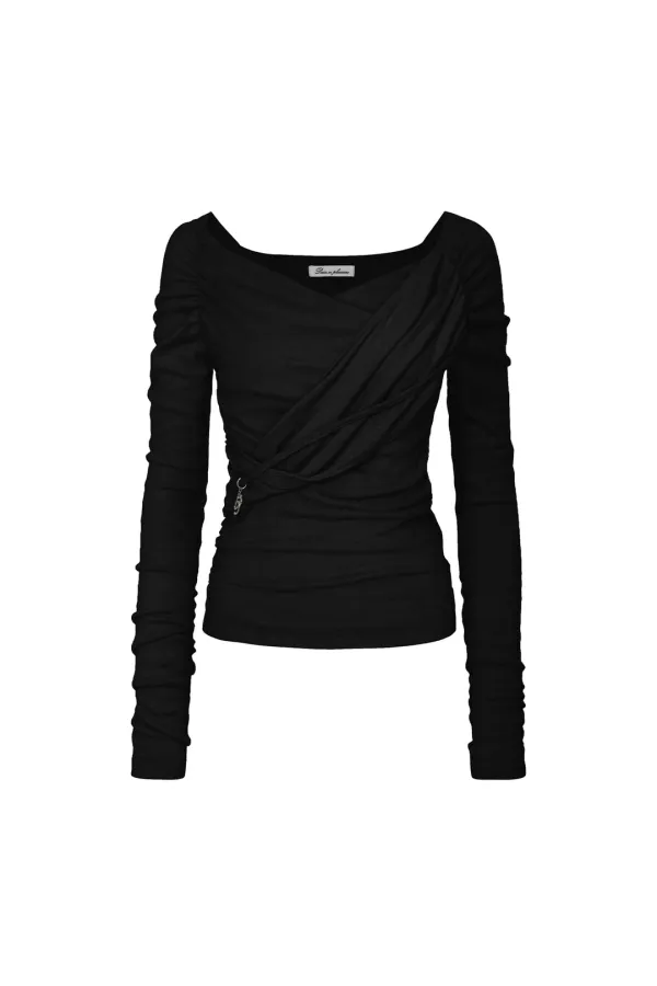 SOFT DRAPED OFF SHOULDER TOP black