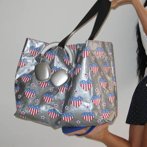 HEART STAR FLAG TARPAULIN BAG SILVER