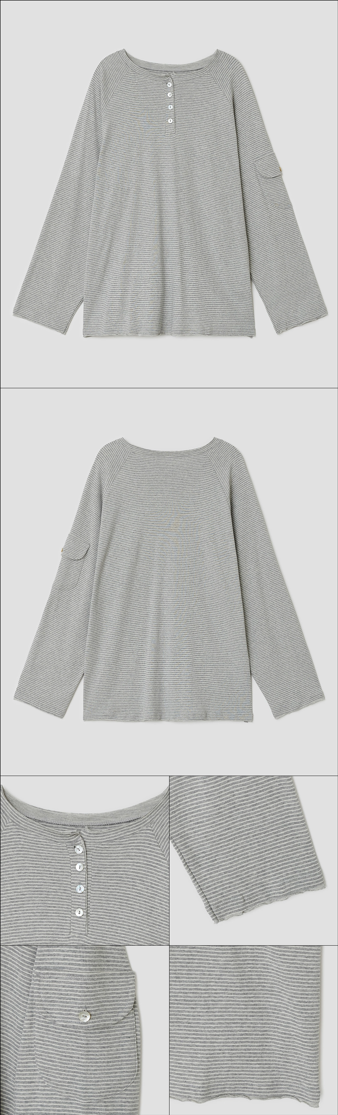 타입서비스 Raglan Henley Pocket Top [Gray] 상품 이미지 2