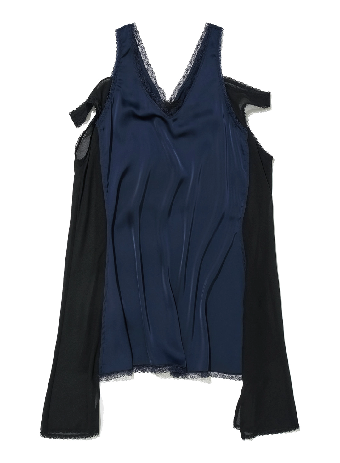 파르티멘토 [WOMEN] ASYMMETRIC LACE TRIM SLIP DRESS_NAVY 상품 이미지 1