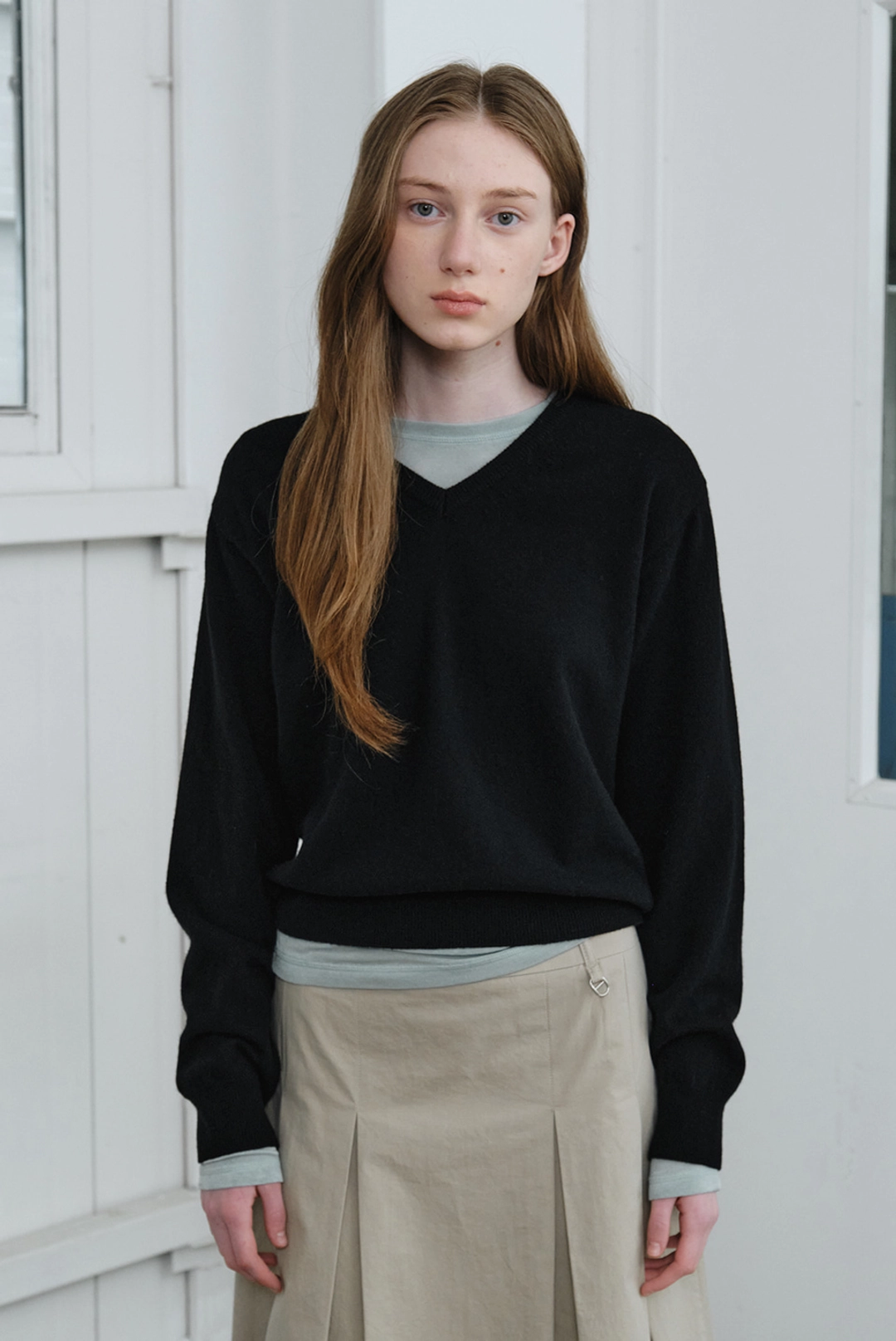 브렌다 브렌든 renee v-neck knit - black 상품 이미지 2
