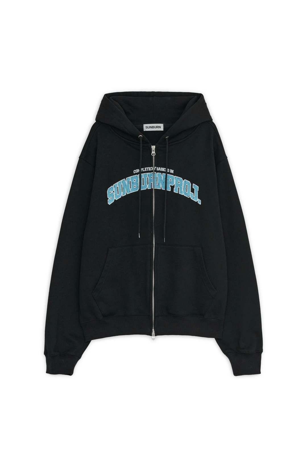 썬번프로젝트 SUNBURN BASIC LOGO HOODIE ZIP-UP, BLACK 상품 이미지 1