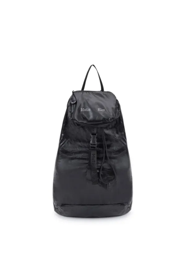 GLOSSY PACKABLE BACKPACK IN BLACK