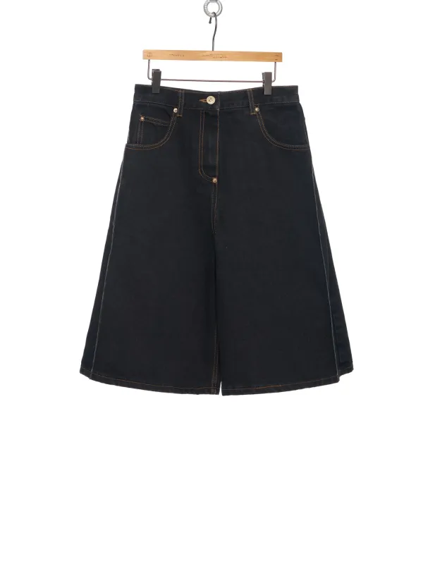 PF25 BLACK SIDES FOLDED BERMUDA JEANS